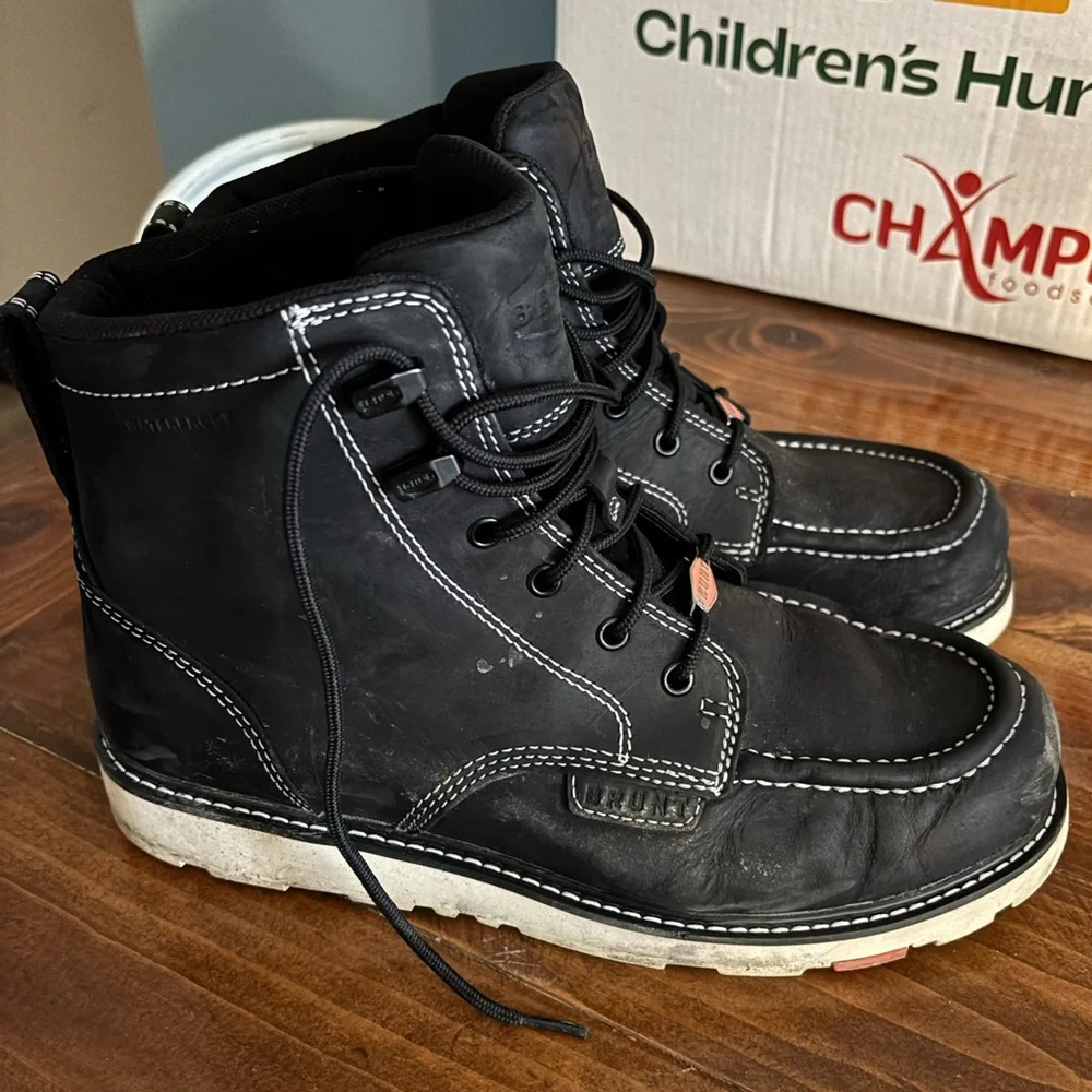 Men's Black Waterproof Brunt Work Boots - Size 11 - Picture 2 of 4